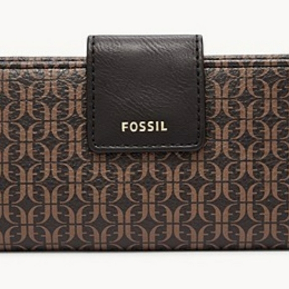 FOSSIL Madison Slim Clutch. Brown Leather NWT - Picture 1 of 4